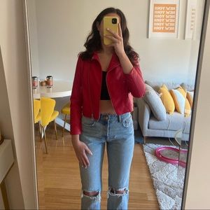 Red leather jacket